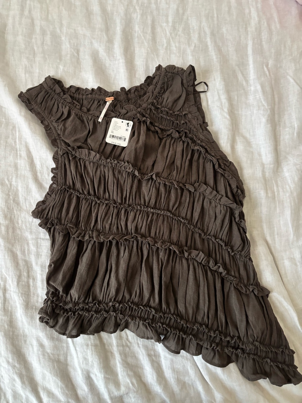 Free People Brown Ruffled Sleeveless Top - Picture 2 of 11